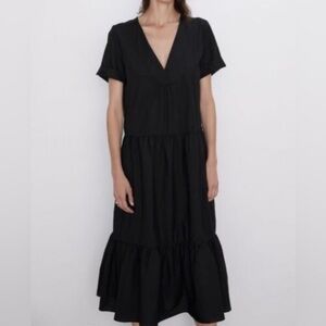 Elegant Black V-Neck Dress